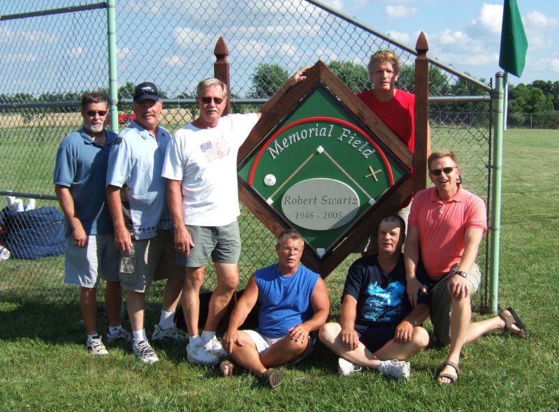Memorial Field Sign with Softball Buddies.
