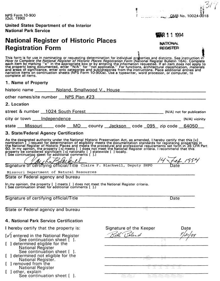 Noland Home, page 1